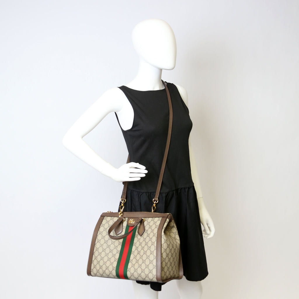 524537 Ophidia GG Medium Tote Brown