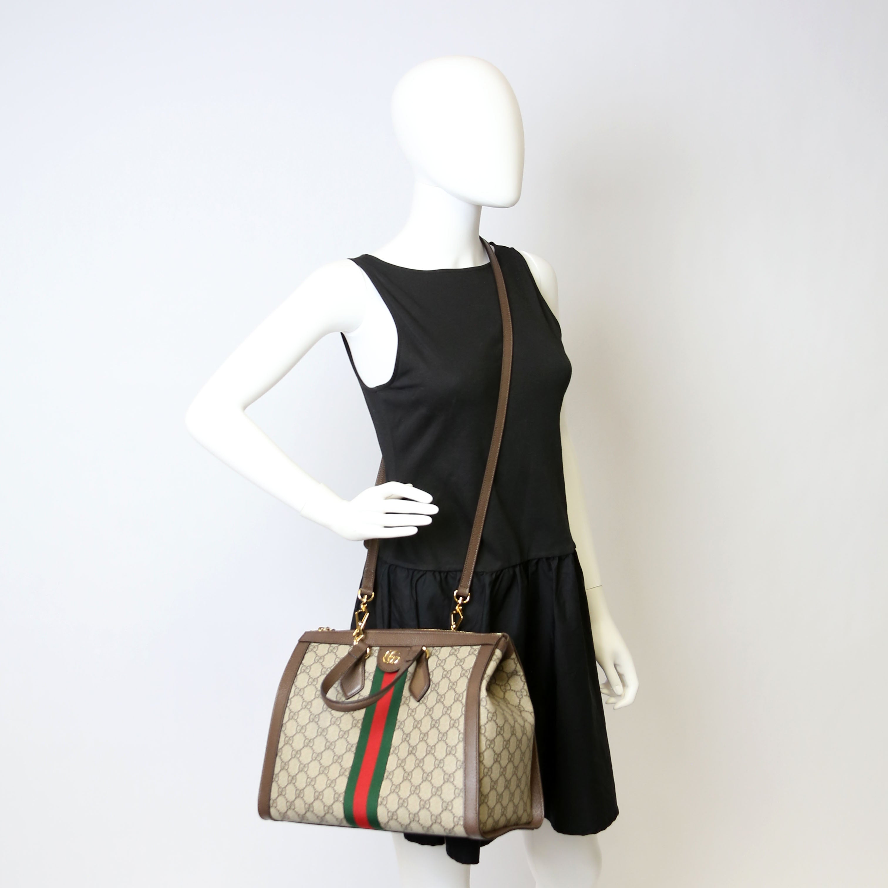 524537 Ophidia GG Medium Tote Brown