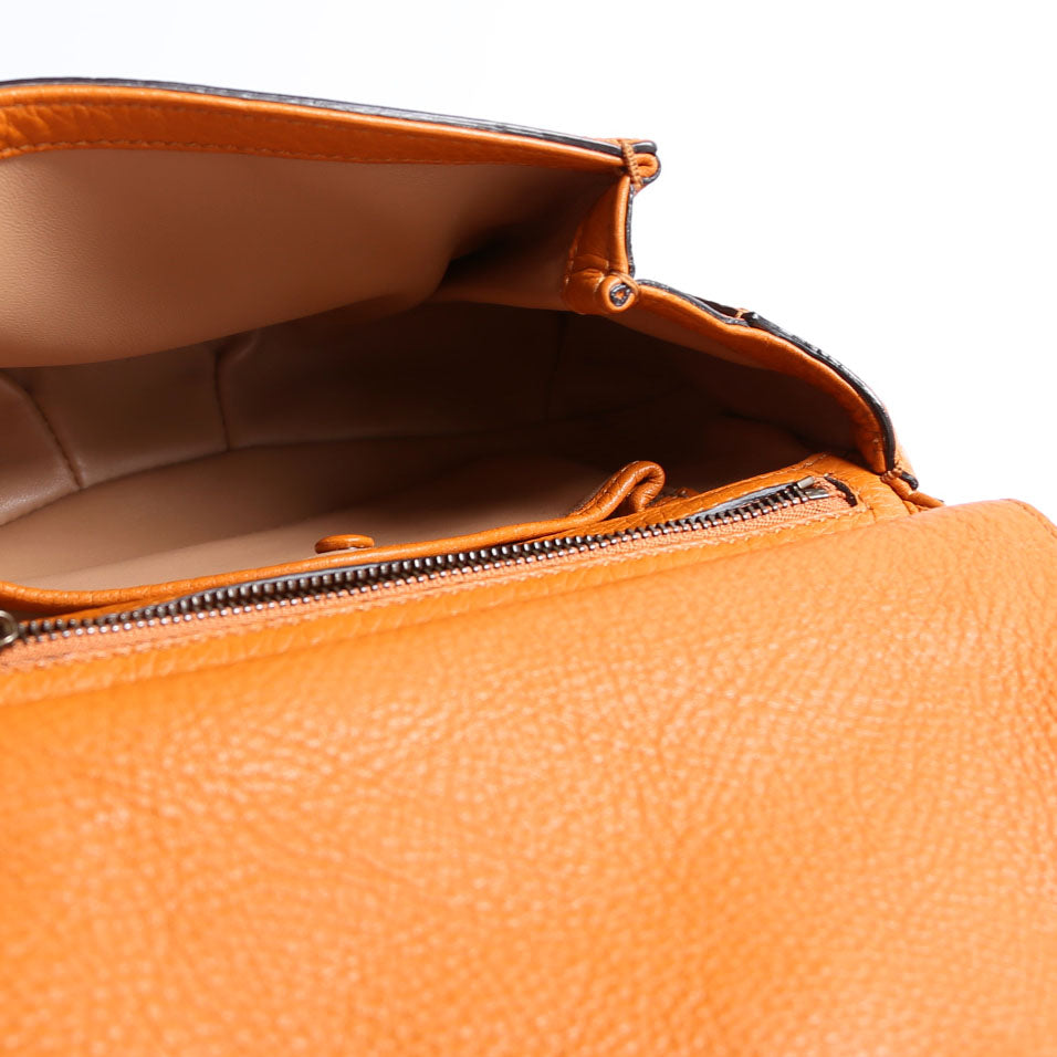 Gucci 347104 Calfskin Bamboo Nouveau Shoulder Bag Small Orange
