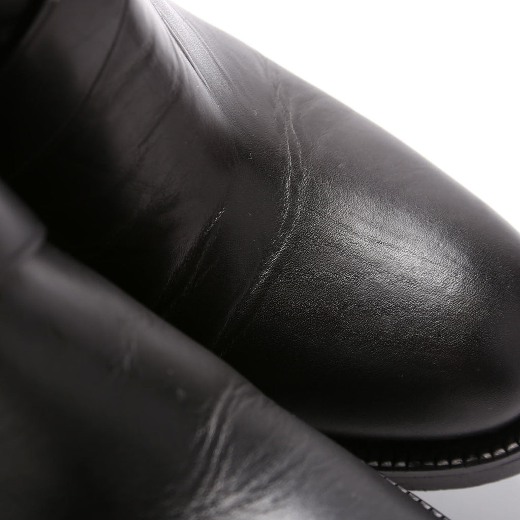 Check Leather Ankle Boots Size 40