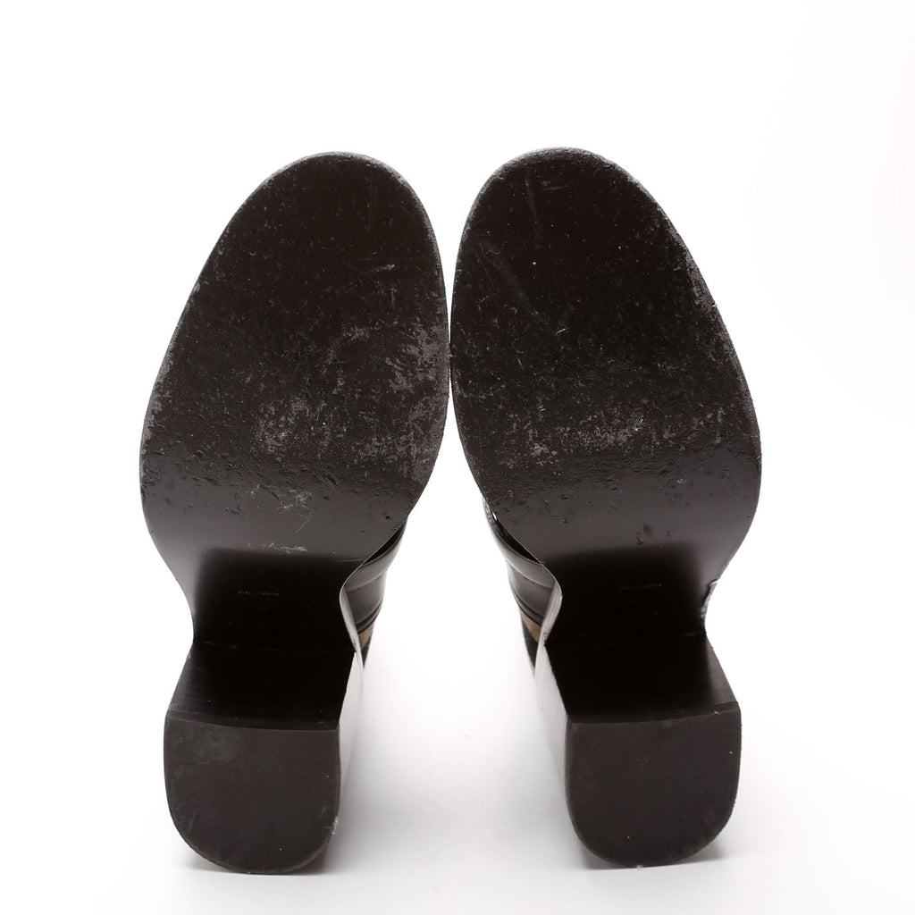 Check Leather Ankle Boots Size 40