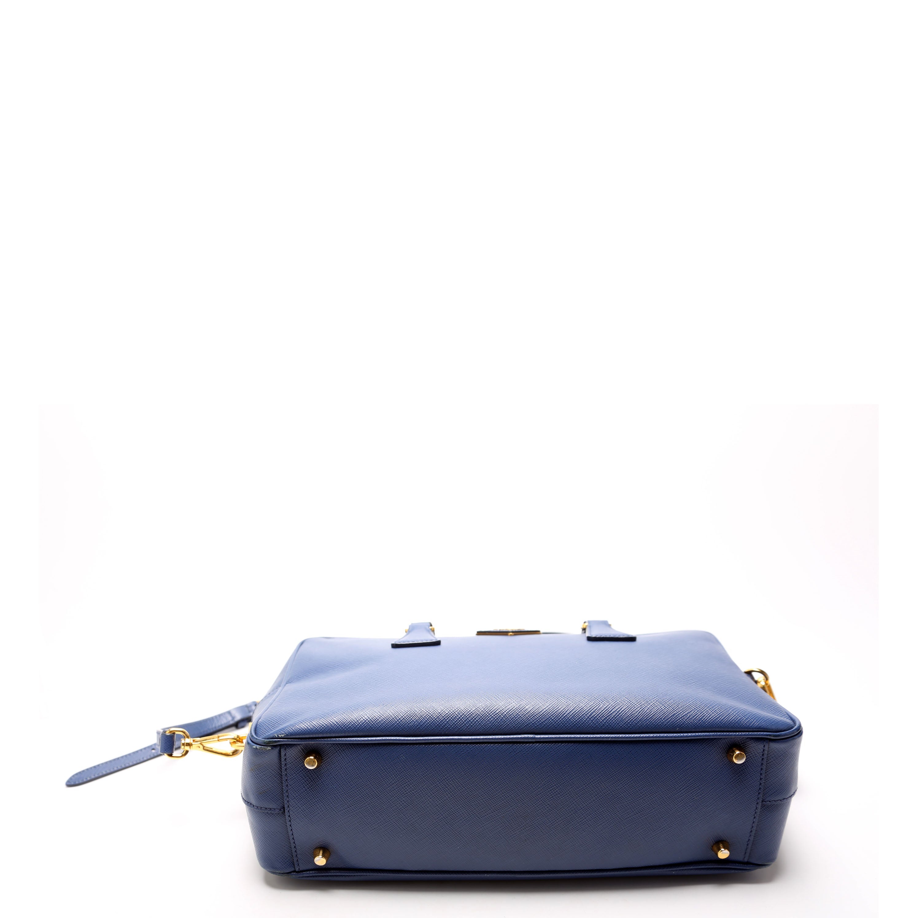 Saffiano Lux Bauletto Bag Blue/Gold
