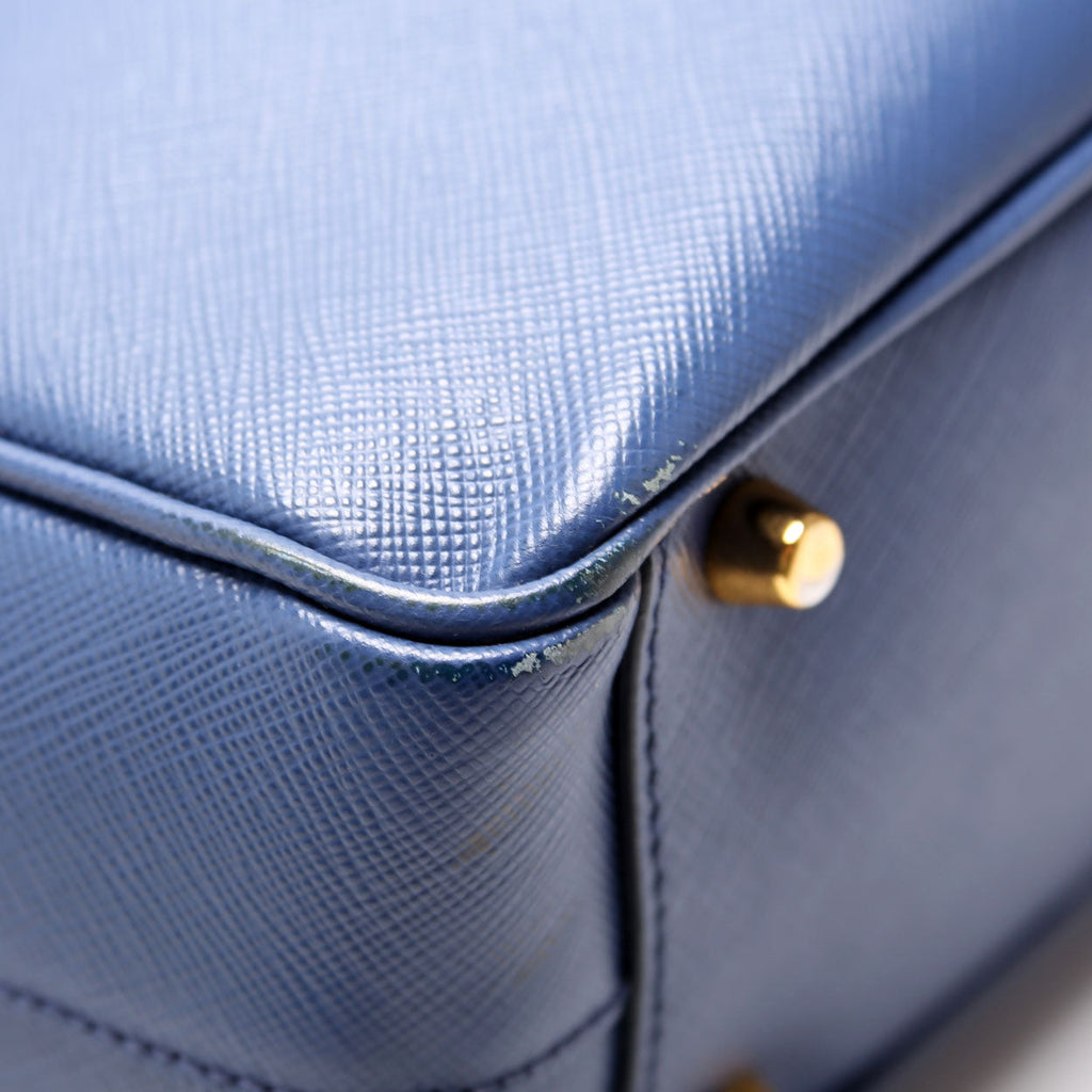 Saffiano Lux Bauletto Bag Blue/Gold