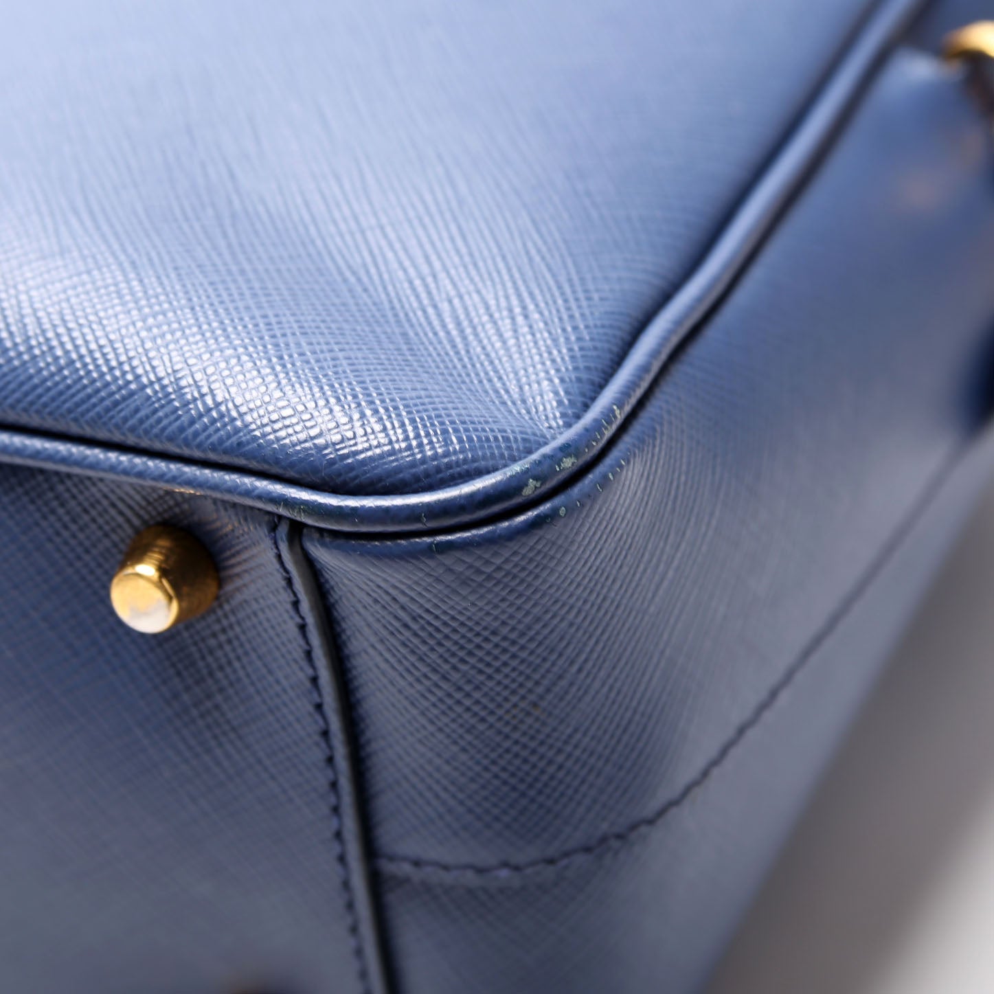 Saffiano Lux Bauletto Bag Blue/Gold