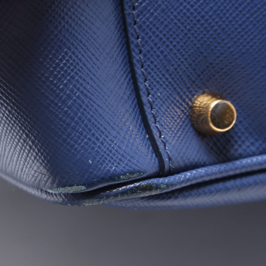 Saffiano Lux Bauletto Bag Blue/Gold