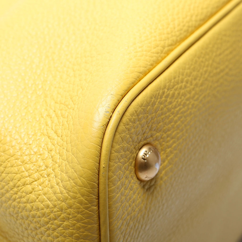 Prada Vitello Phenix Double Tote Yellow/Gold