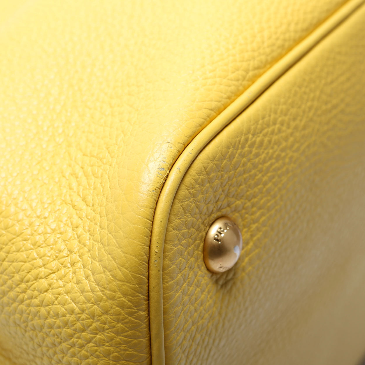Prada Vitello Phenix Double Tote Yellow/Gold