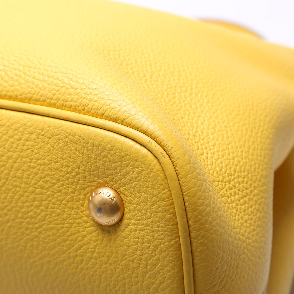 Prada Vitello Phenix Double Tote Yellow/Gold