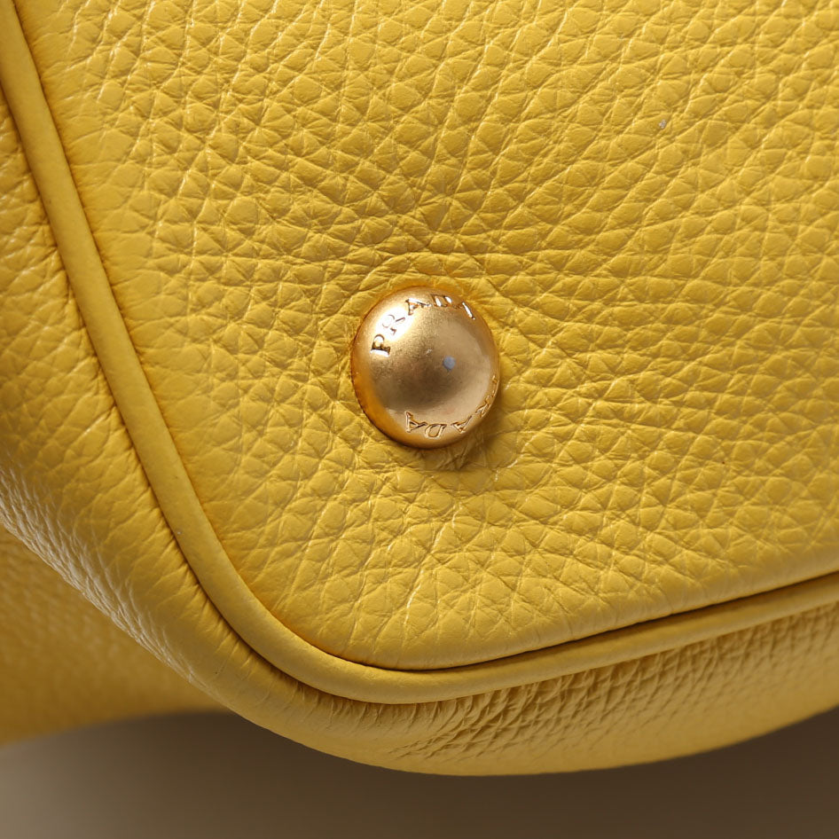 Prada Vitello Phenix Double Tote Yellow/Gold