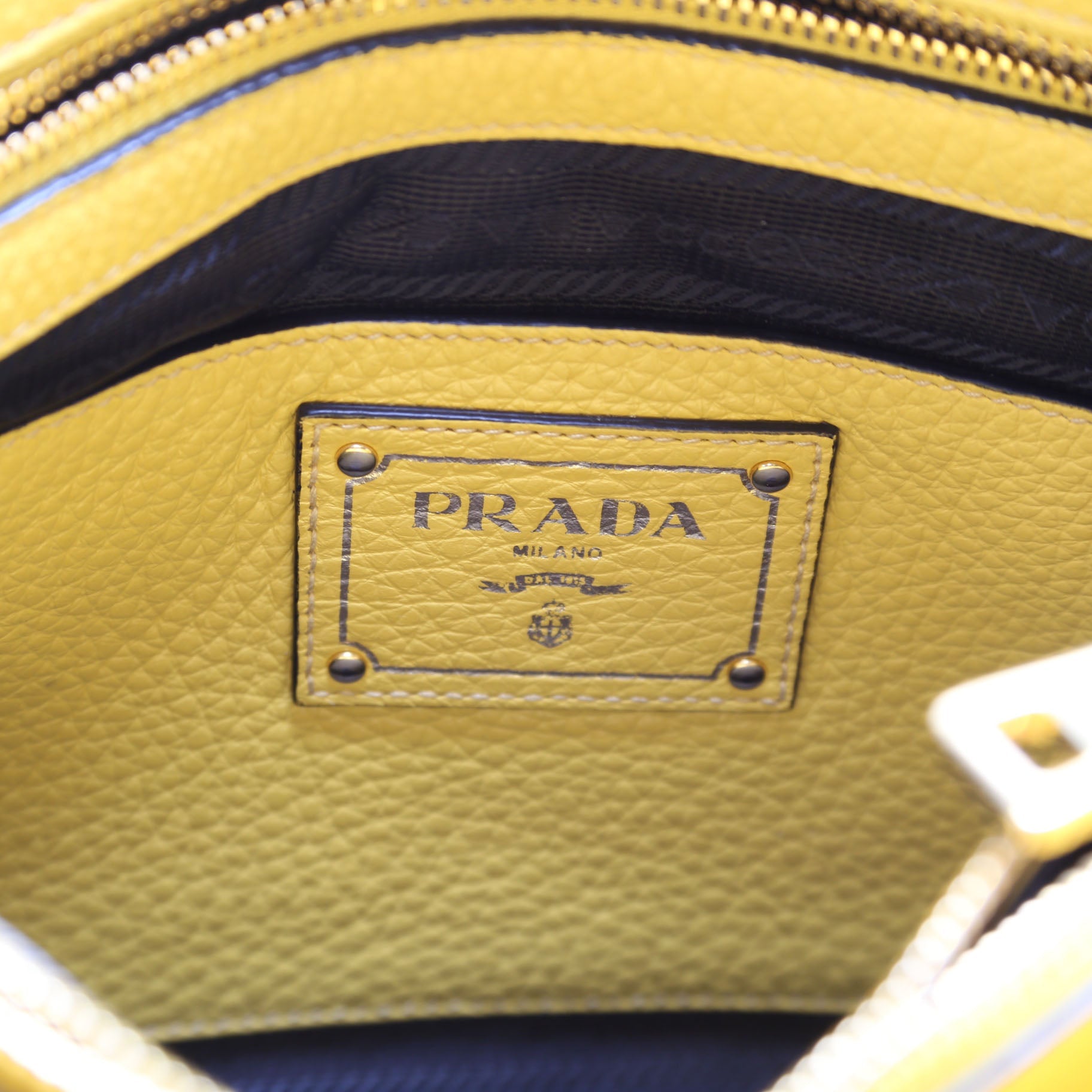 Prada Vitello Phenix Double Tote Yellow/Gold