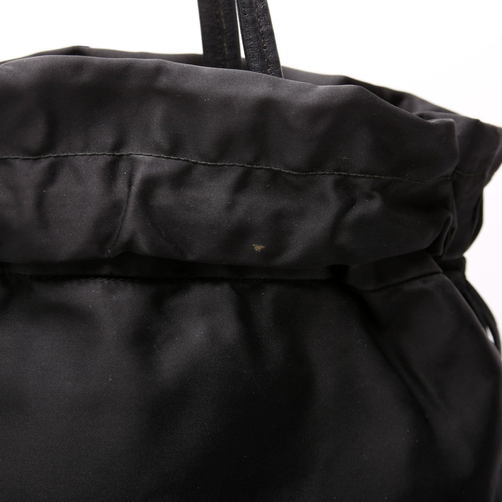 Tessuto Nylon Logo Drawstring Tote Black