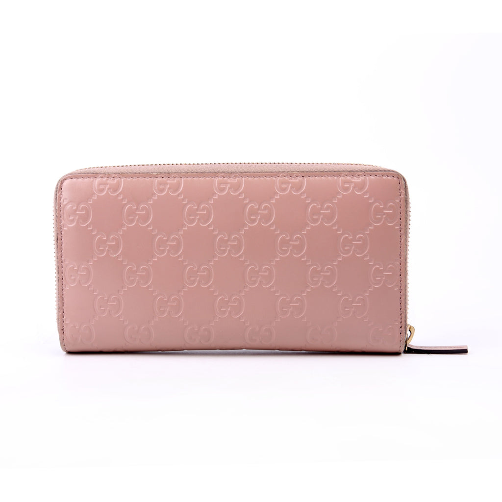 388680 Bow Zip Around Wallet Guccissima Nude