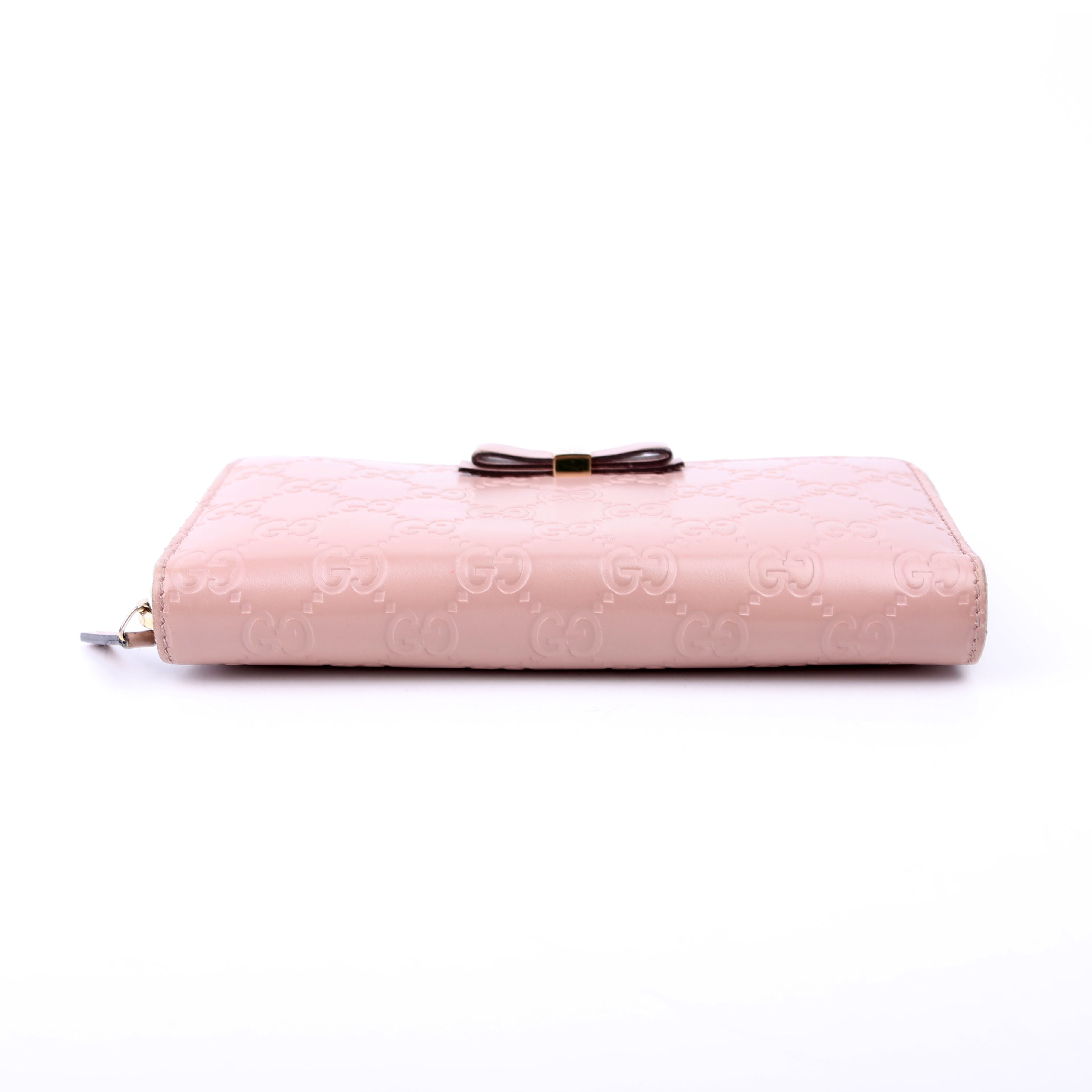 388680 Bow Zip Around Wallet Guccissima Nude