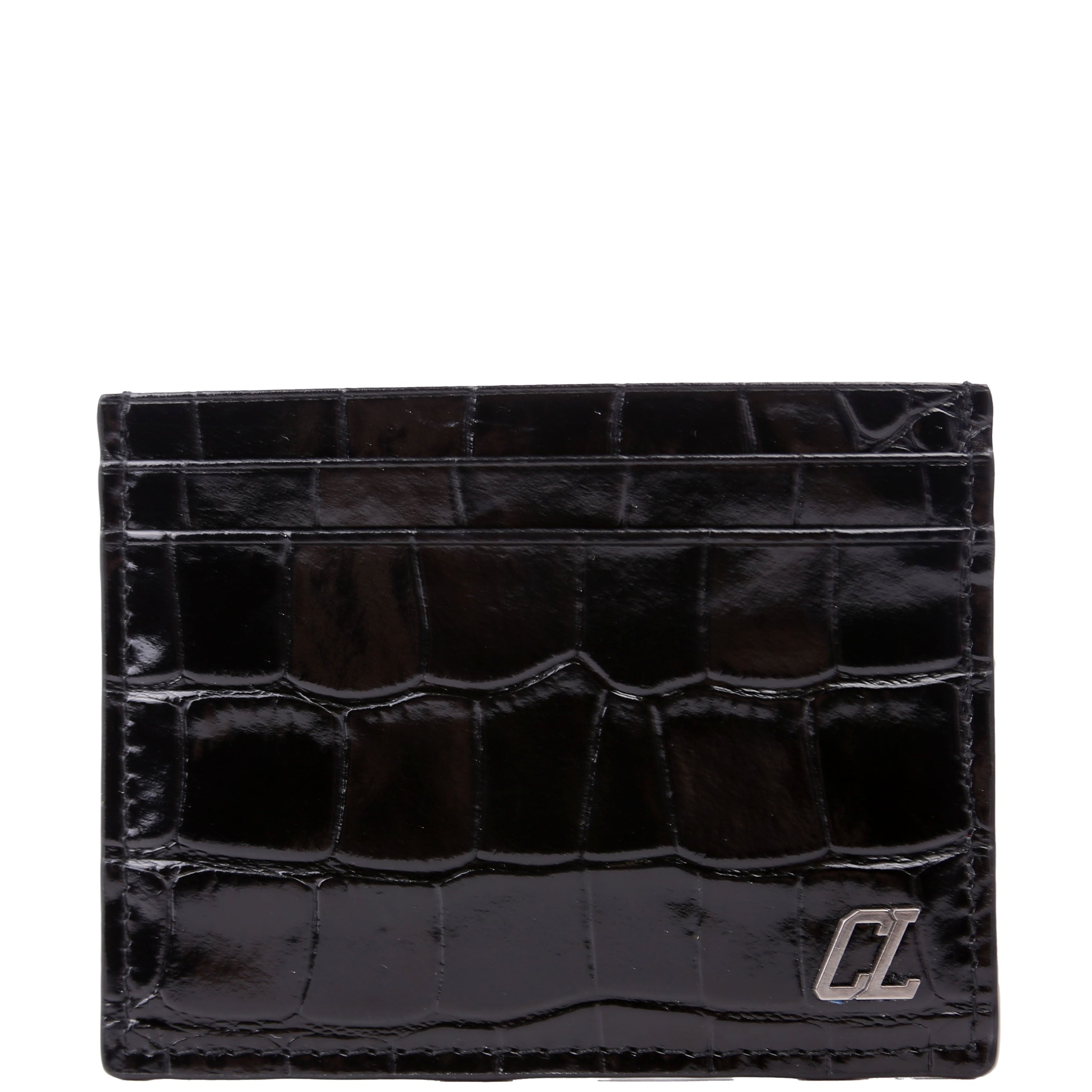 CL Crocodile Embossed Card Holder Black