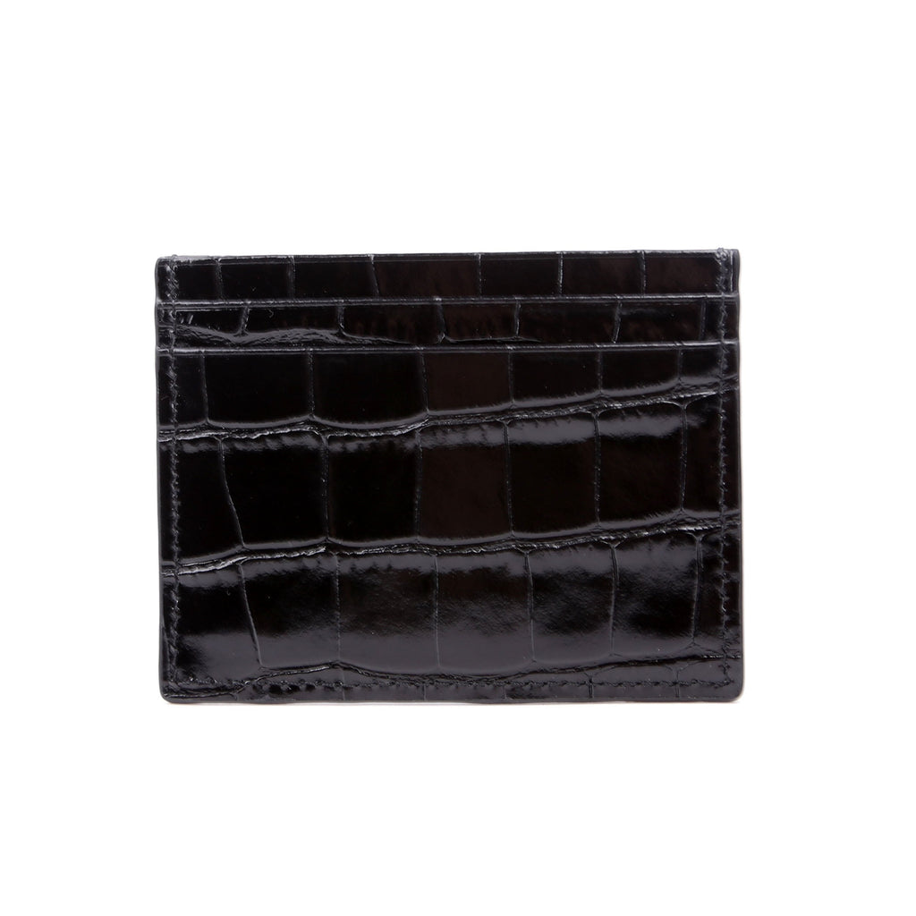 CL Crocodile Embossed Card Holder Black