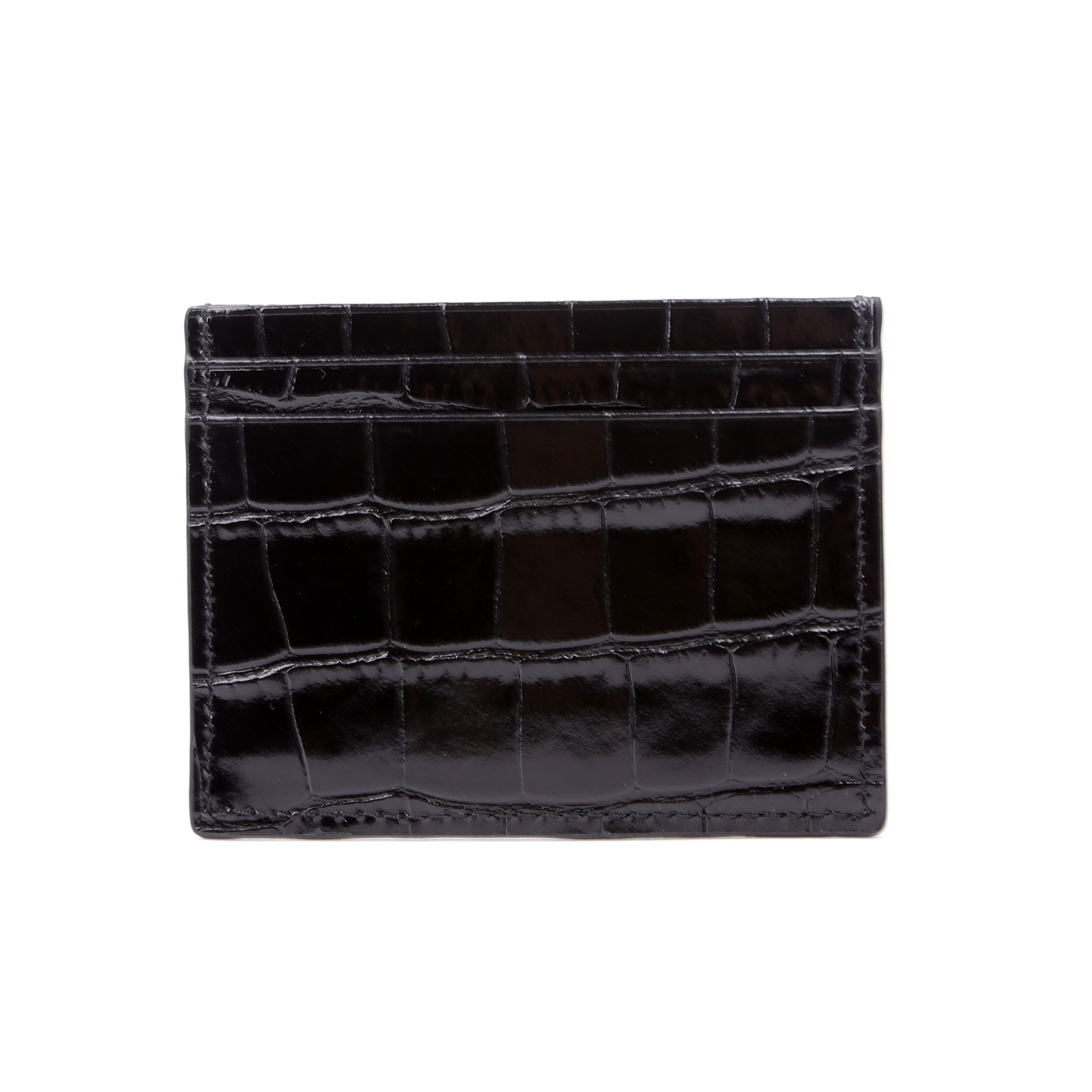 CL Crocodile Embossed Card Holder Black