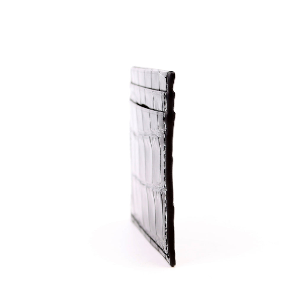 CL Crocodile Embossed Card Holder Black