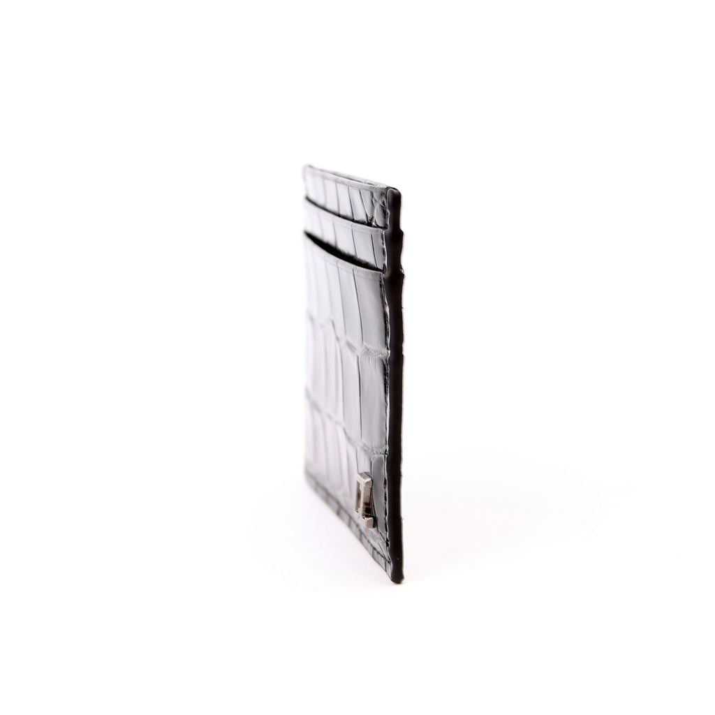 CL Crocodile Embossed Card Holder Black