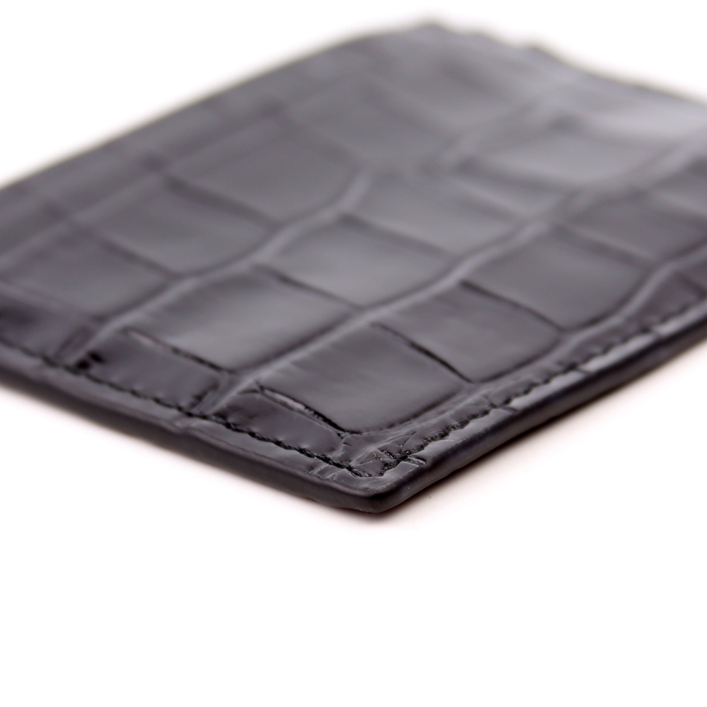 CL Crocodile Embossed Card Holder Black