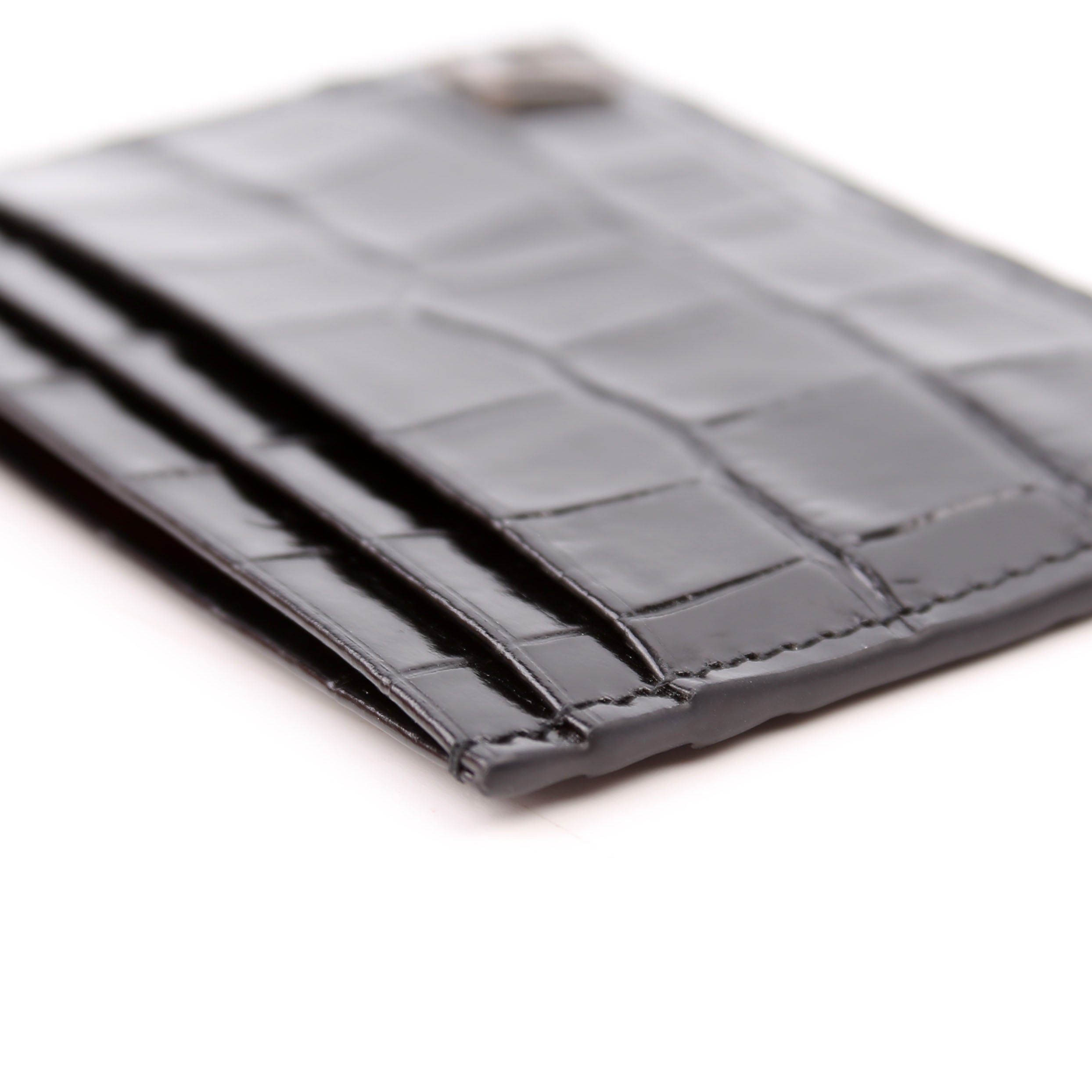 CL Crocodile Embossed Card Holder Black