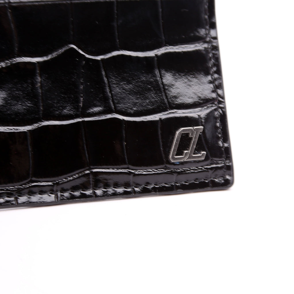 CL Crocodile Embossed Card Holder Black