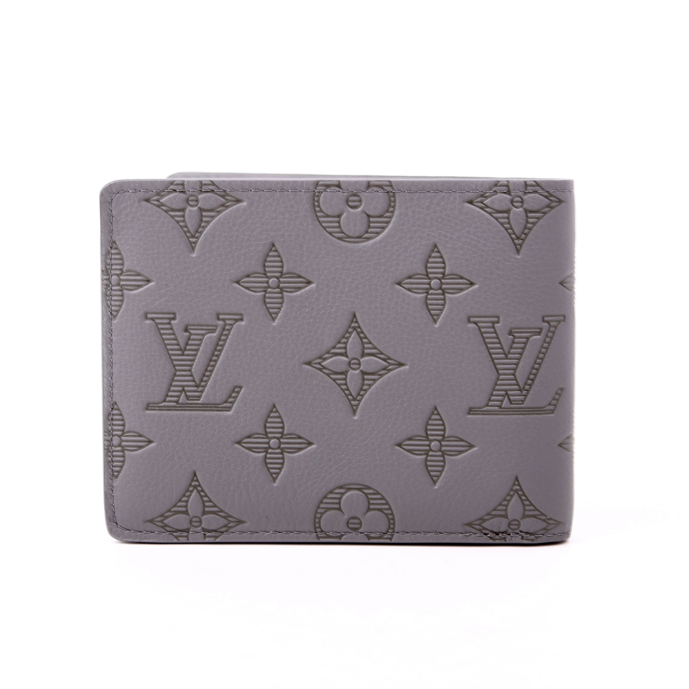 Multiple Wallet Shadow Monogram Leather Grey