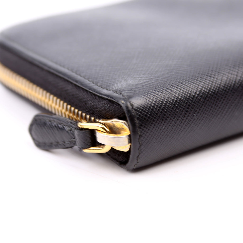 Saffiano Zip Around Wallet Black