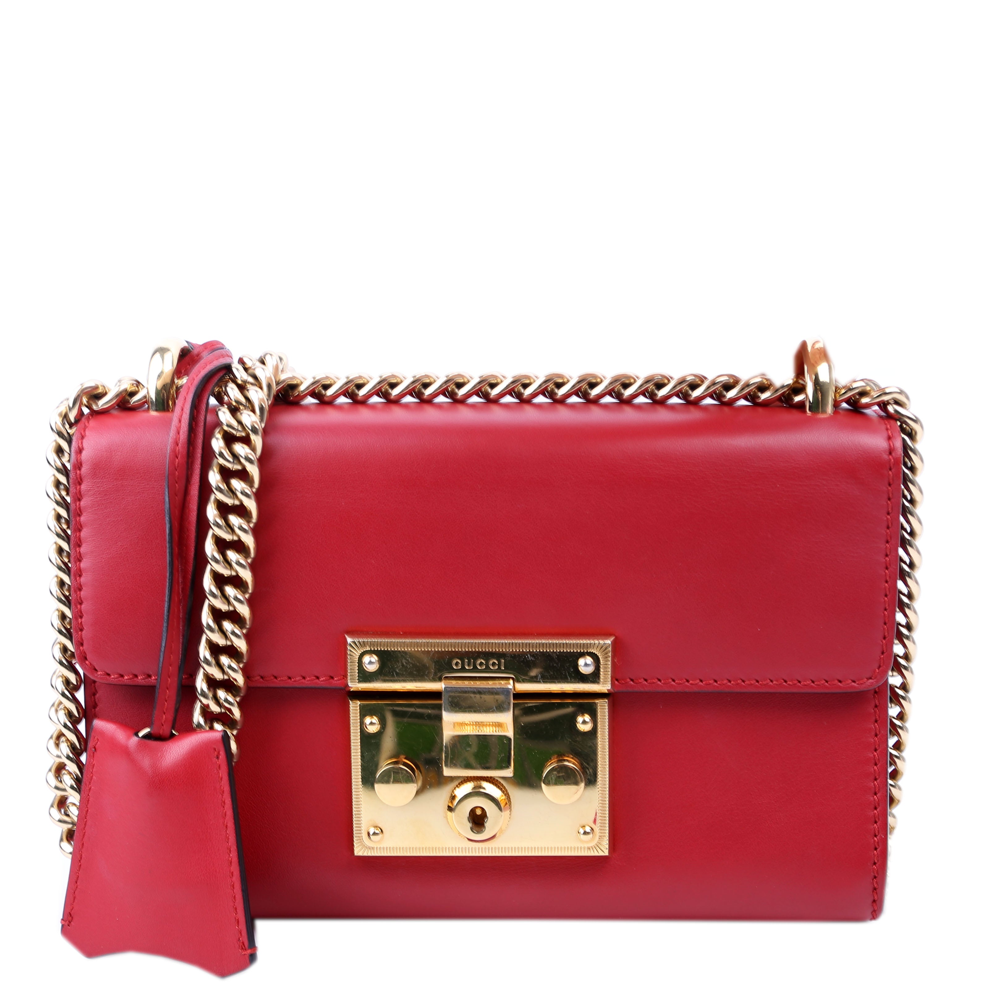 Gucci 409487 Padlock Smooth Leather Red