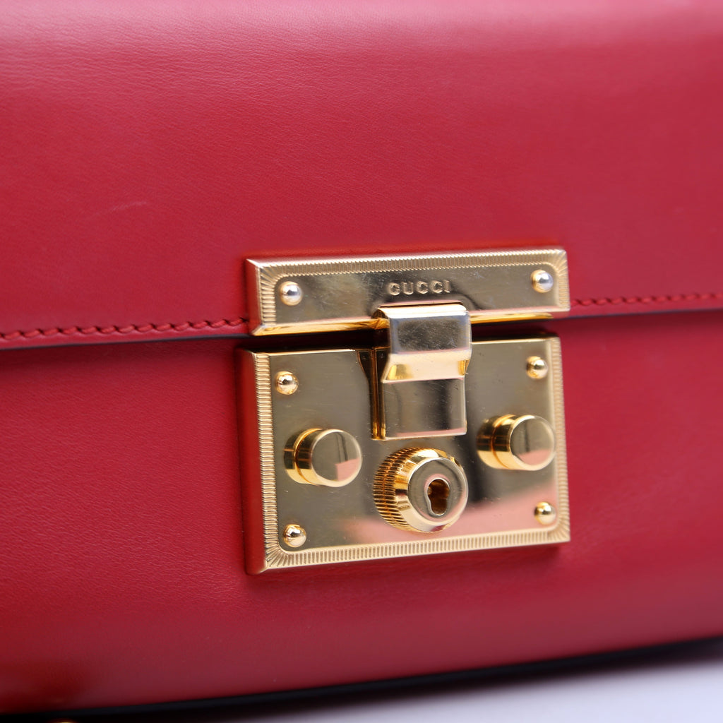 Gucci 409487 Padlock Smooth Leather Red