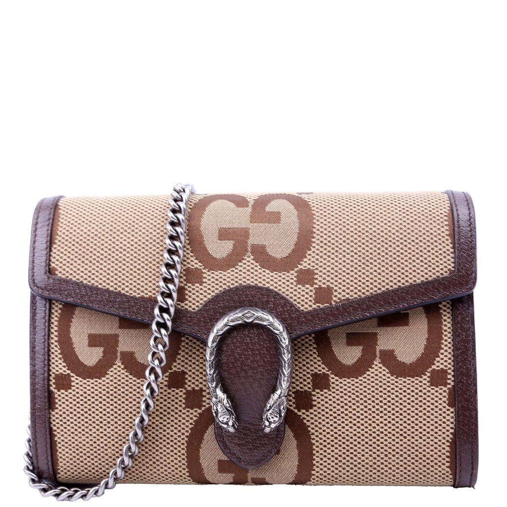 Gucci 401231 Dionysus Jumbo GG Canvas Mini Wallet Brown