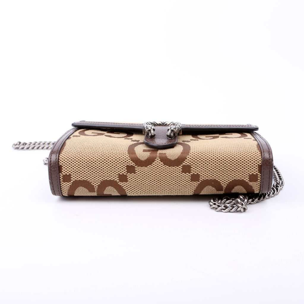 Gucci 401231 Dionysus Jumbo GG Canvas Mini Wallet Brown