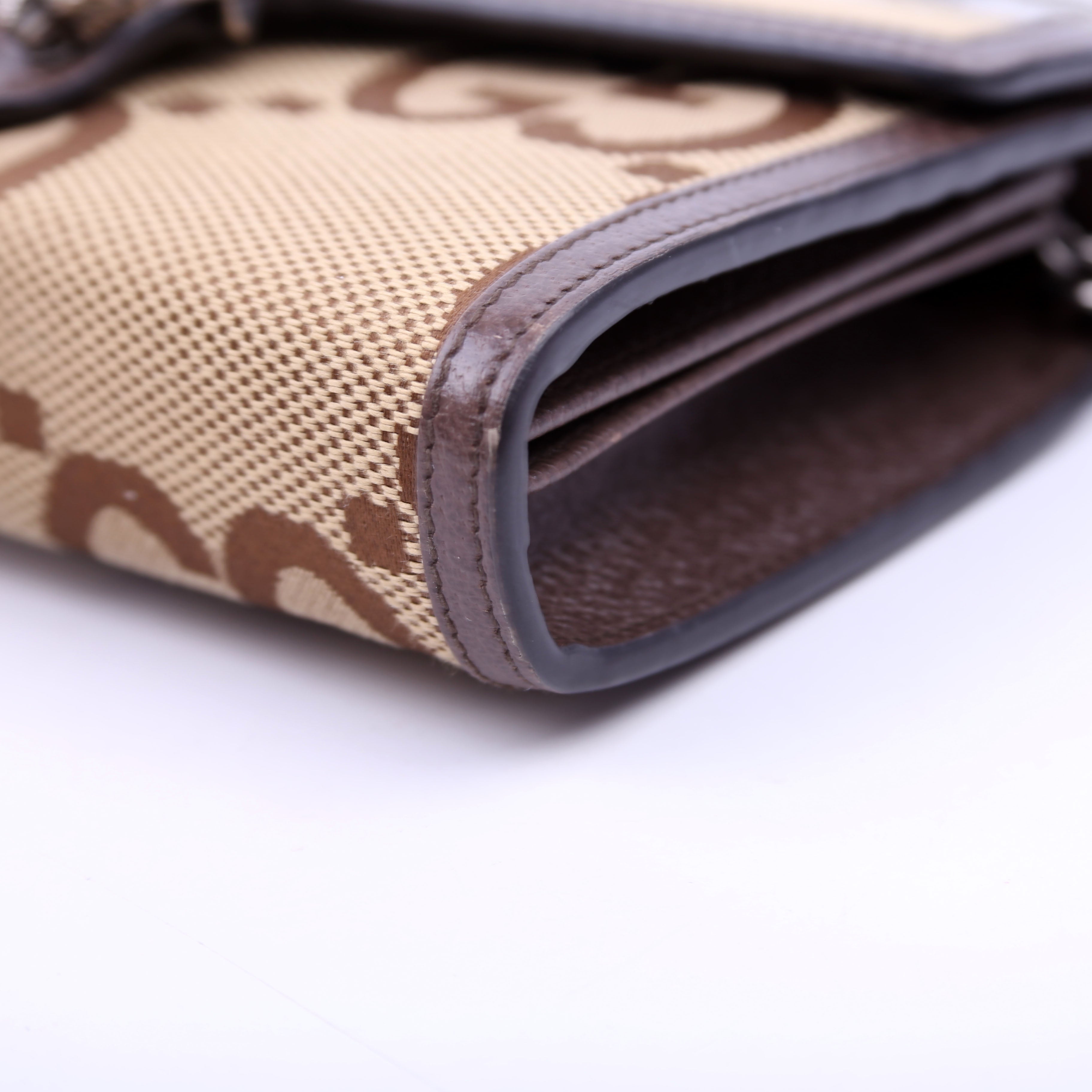 Gucci 401231 Dionysus Jumbo GG Canvas Mini Wallet Brown