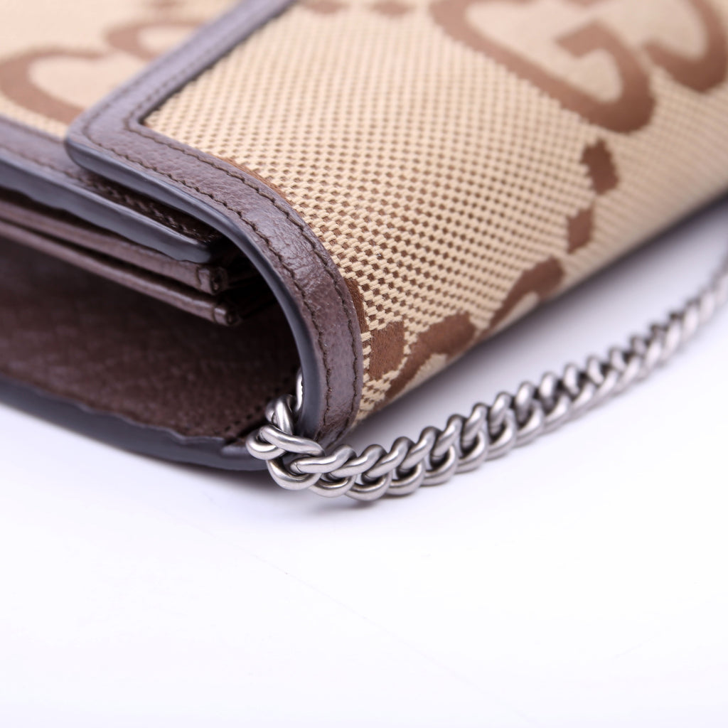Gucci 401231 Dionysus Jumbo GG Canvas Mini Wallet Brown