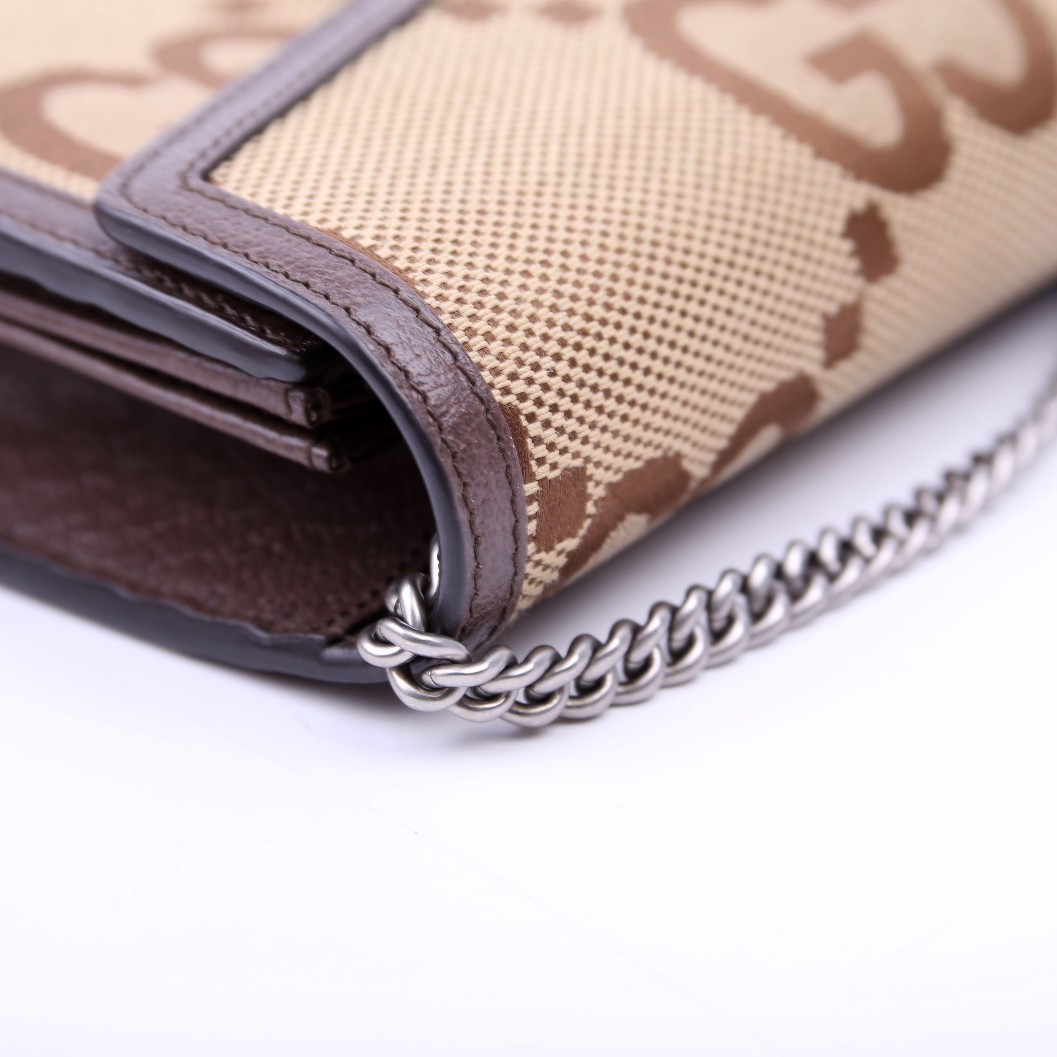 Gucci 401231 Dionysus Jumbo GG Canvas Mini Wallet Brown