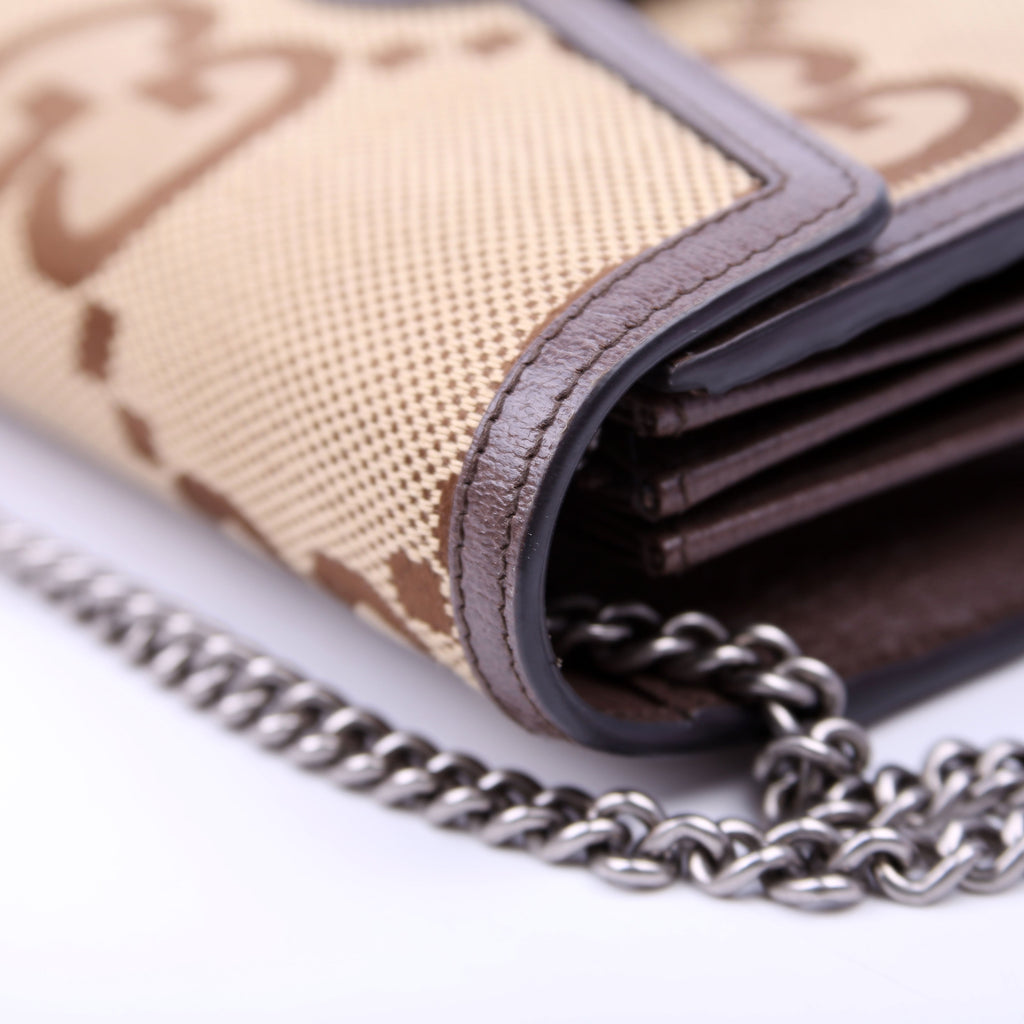 Gucci 401231 Dionysus Jumbo GG Canvas Mini Wallet Brown