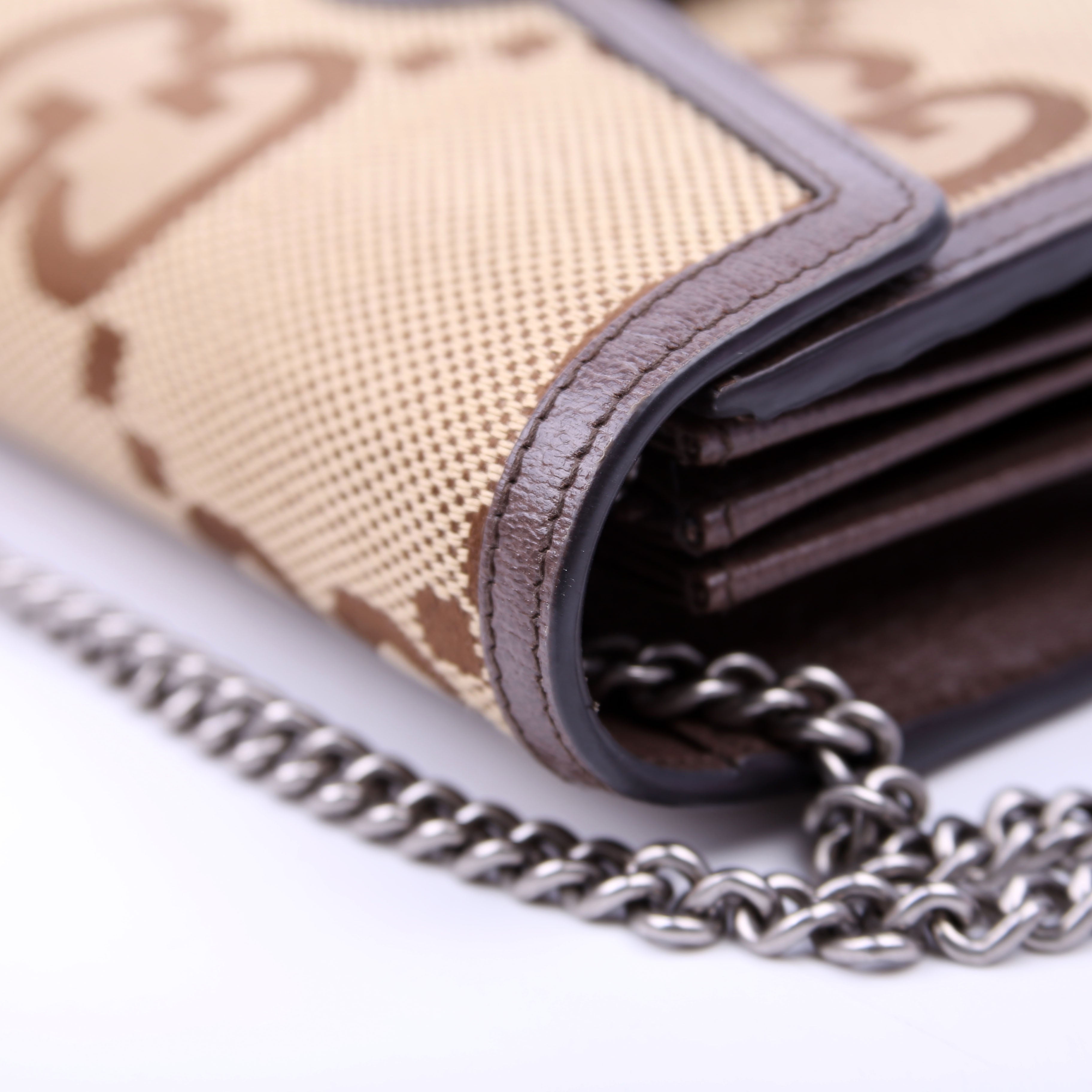 Gucci 401231 Dionysus Jumbo GG Canvas Mini Wallet Brown