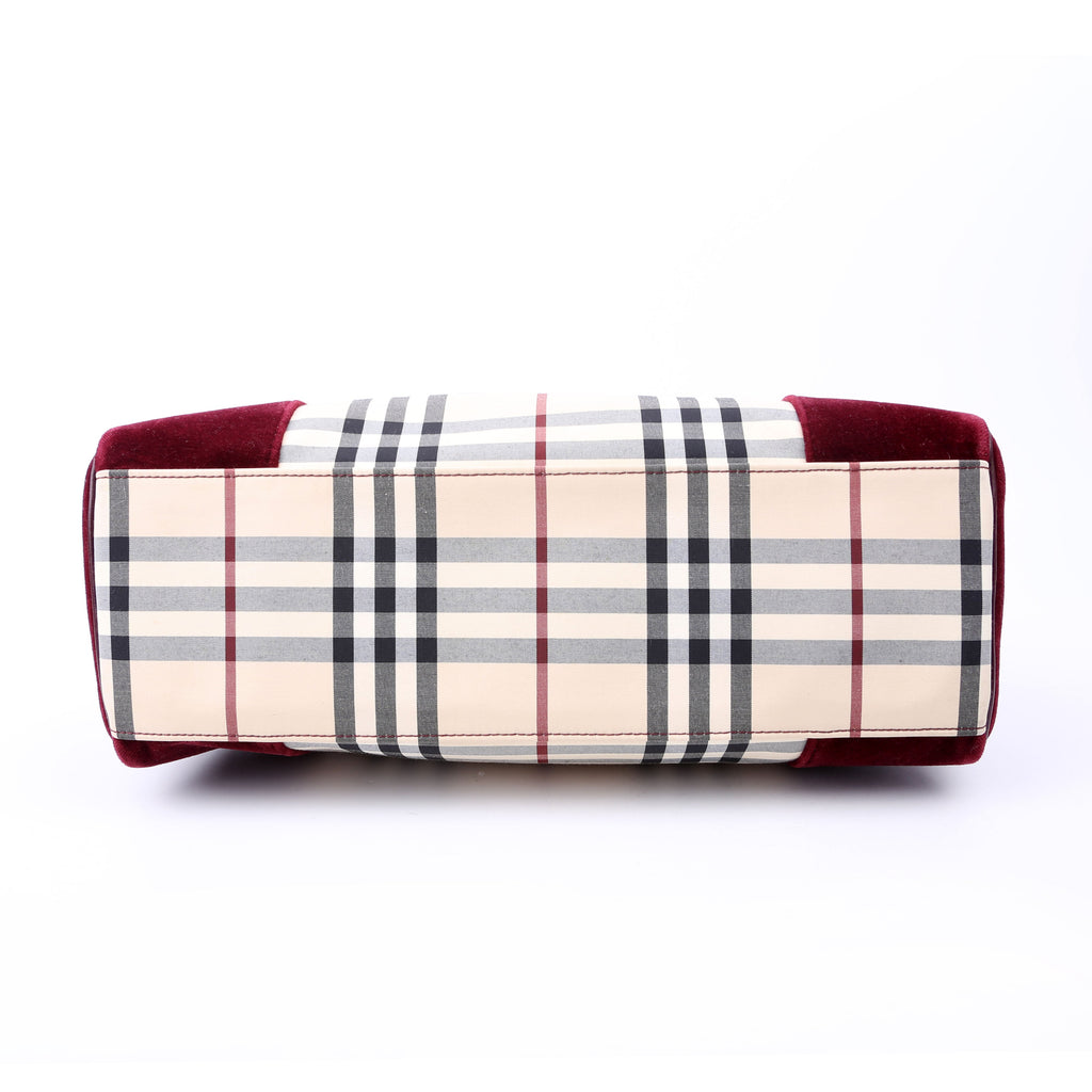 Nova Check Velvet Satchel Burgundy