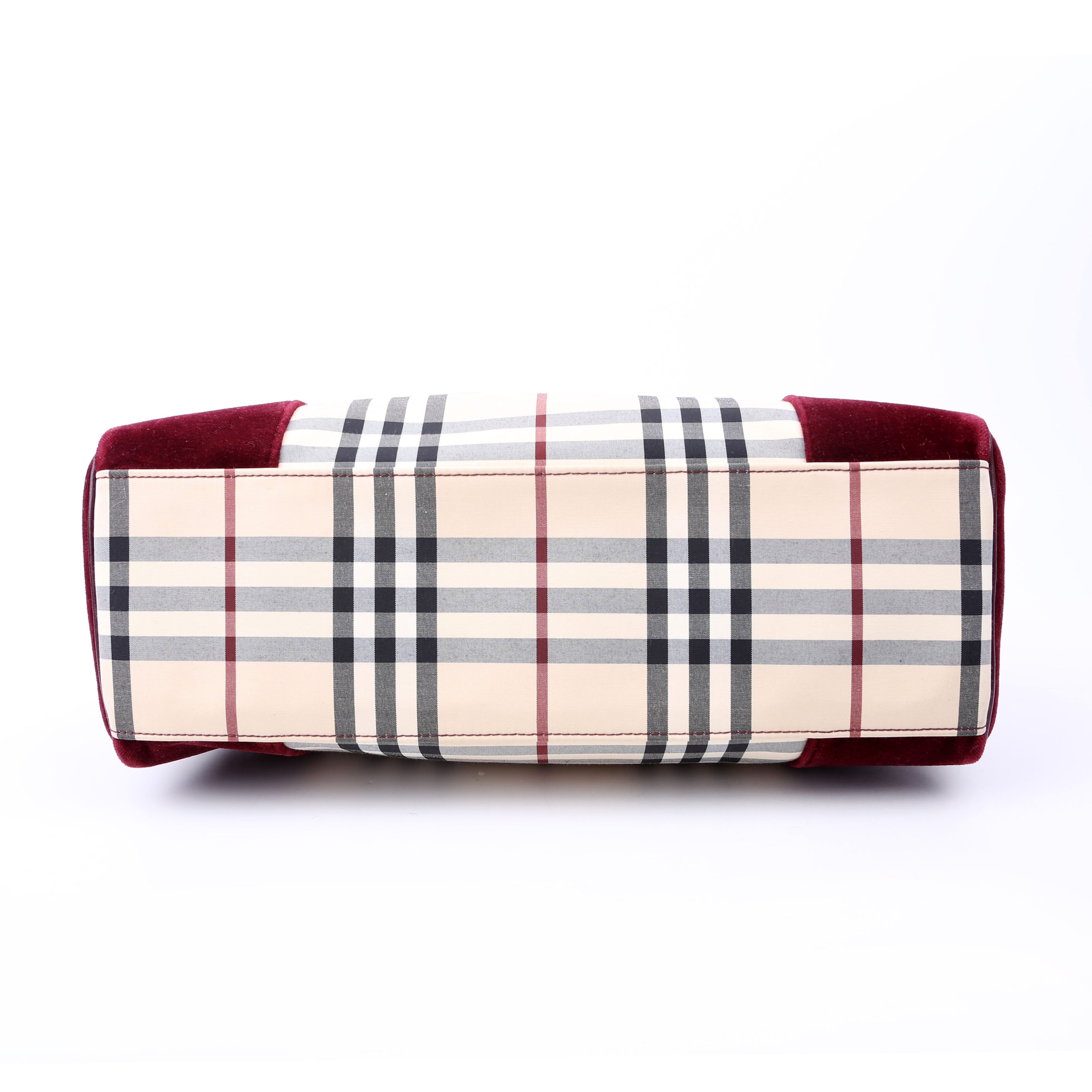Nova Check Velvet Satchel Burgundy