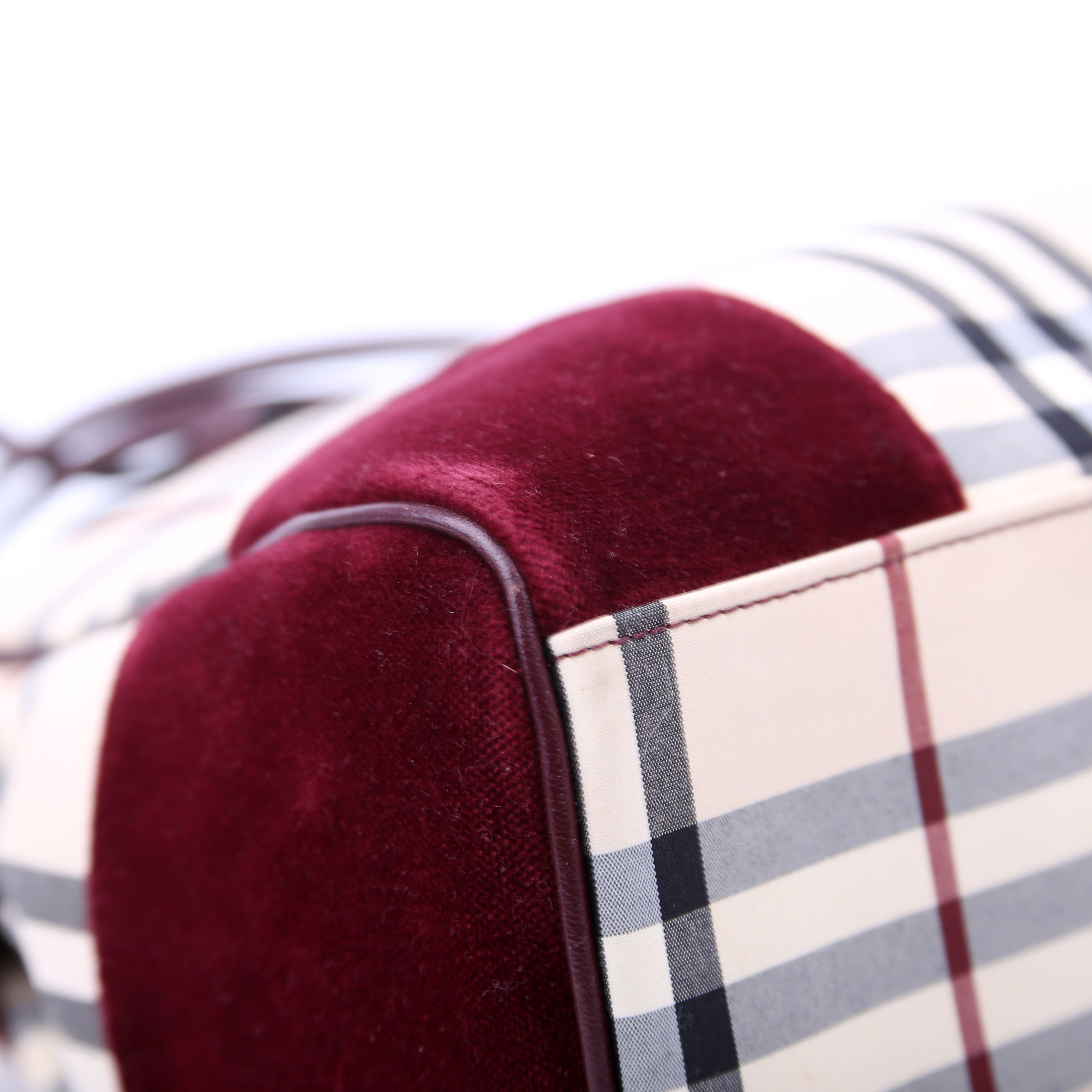Nova Check Velvet Satchel Burgundy