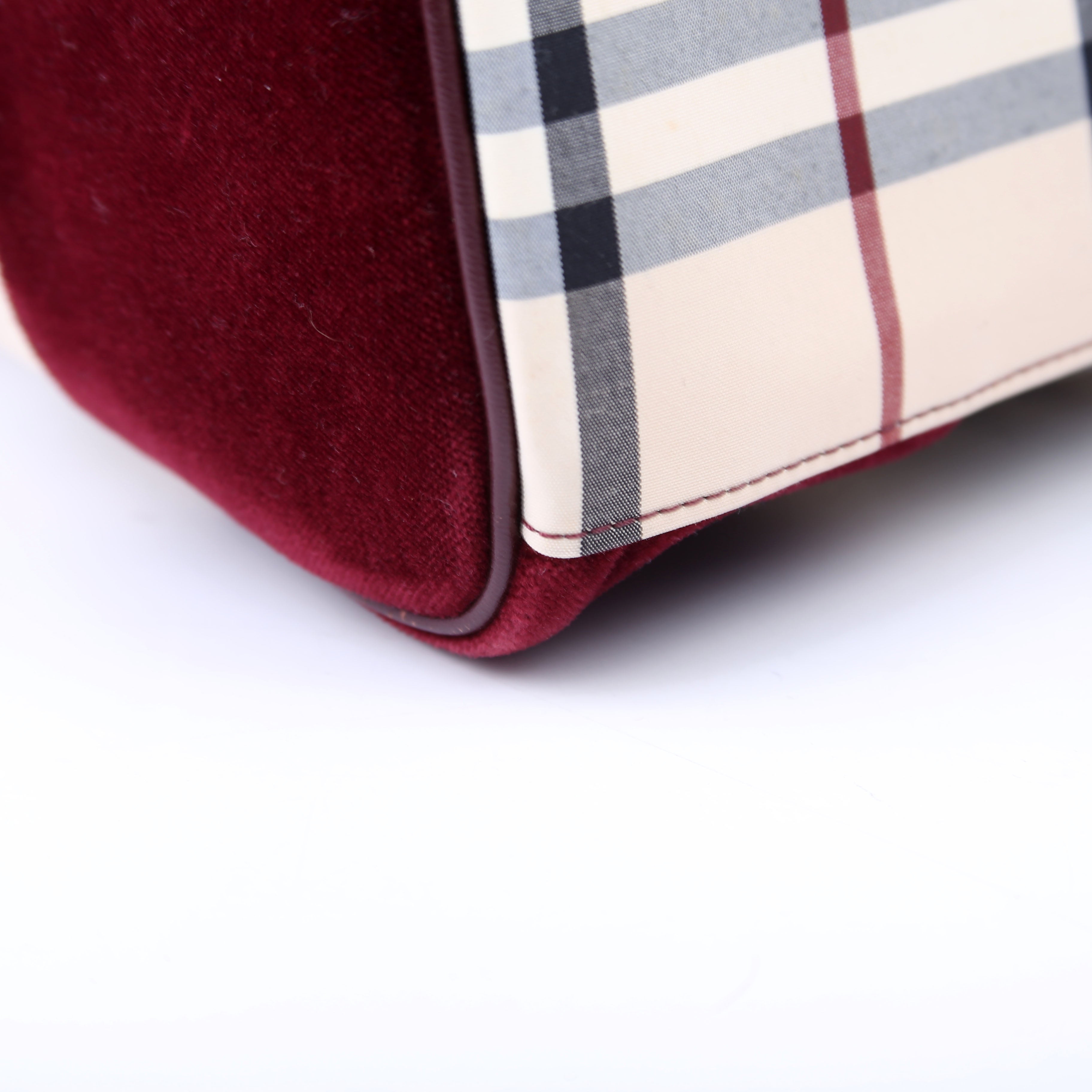 Nova Check Velvet Satchel Burgundy