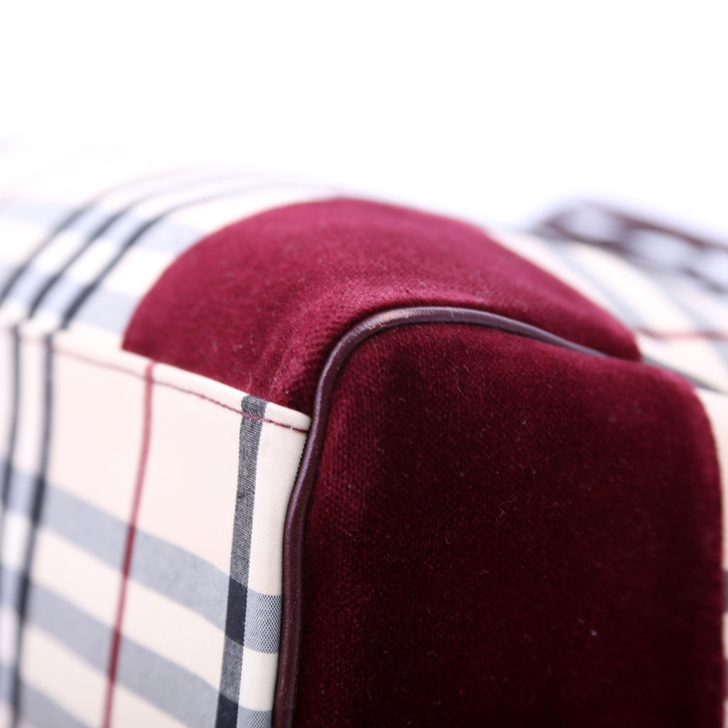 Nova Check Velvet Satchel Burgundy