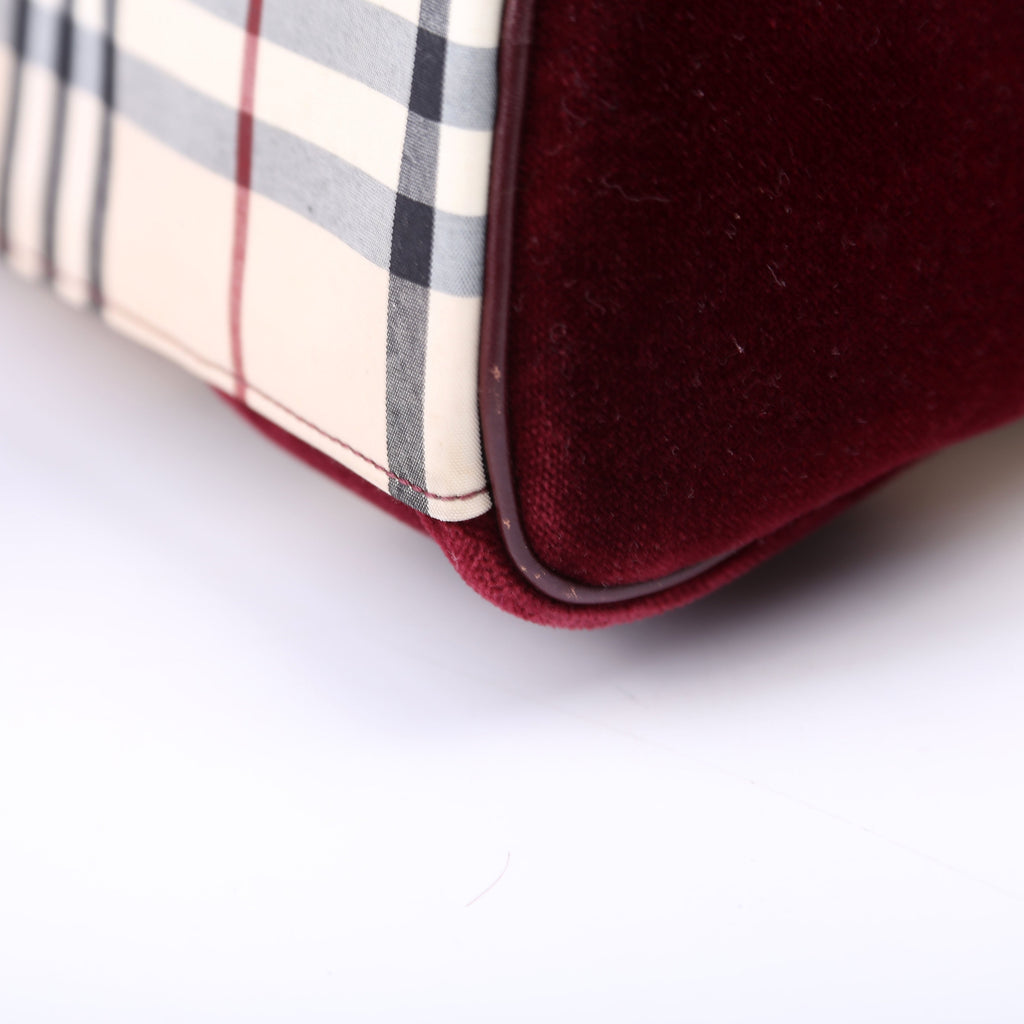 Nova Check Velvet Satchel Burgundy