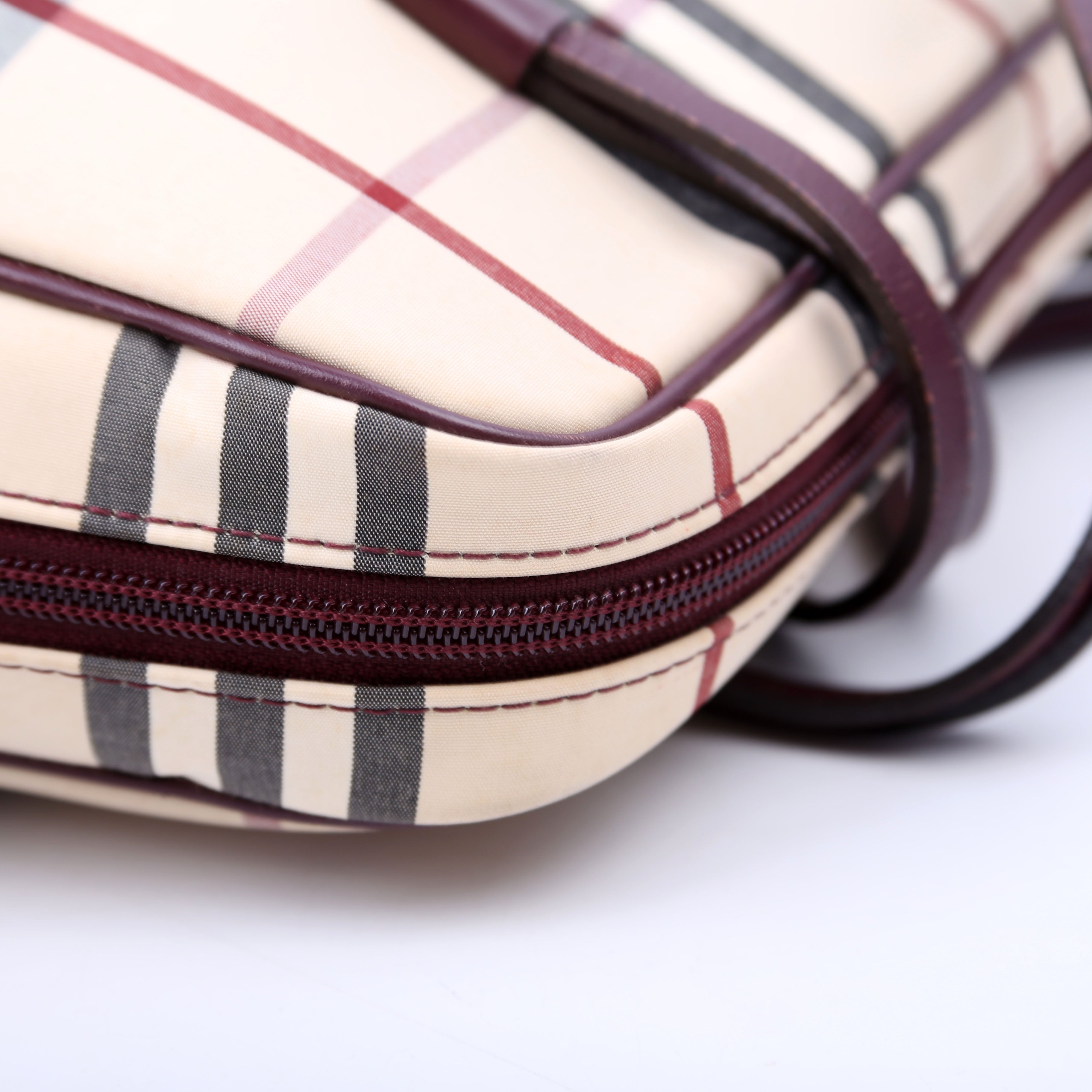 Nova Check Velvet Satchel Burgundy
