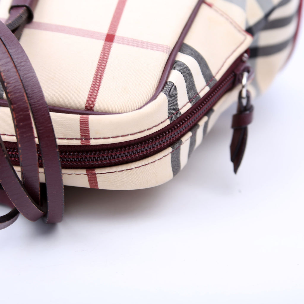 Nova Check Velvet Satchel Burgundy