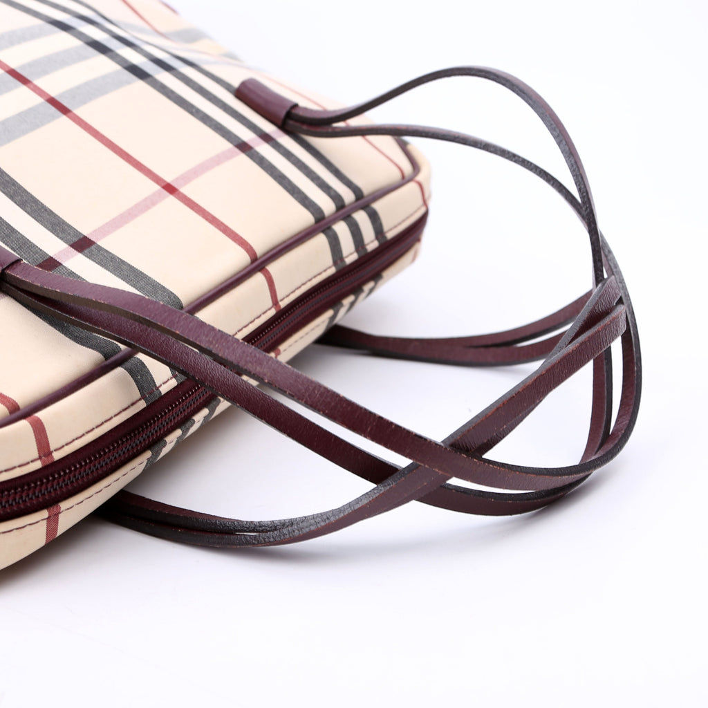 Nova Check Velvet Satchel Burgundy