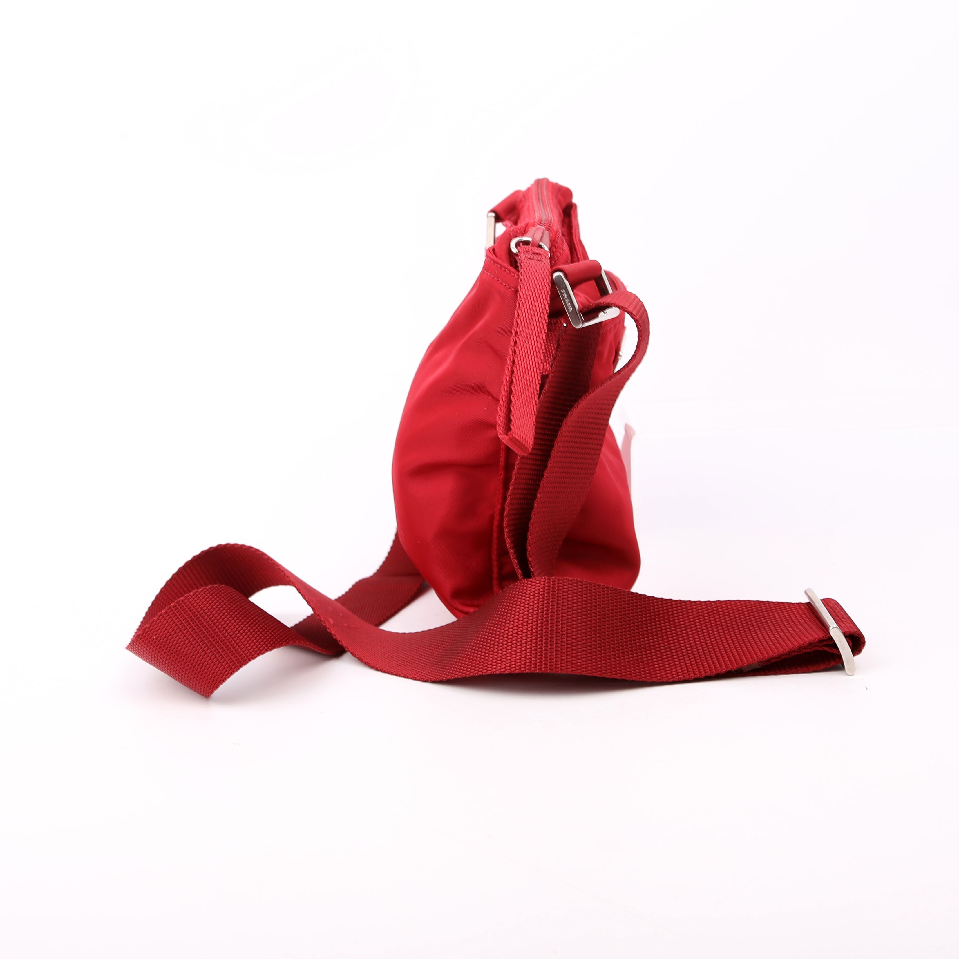 Tessuto Nylon Mini Crossbody Red