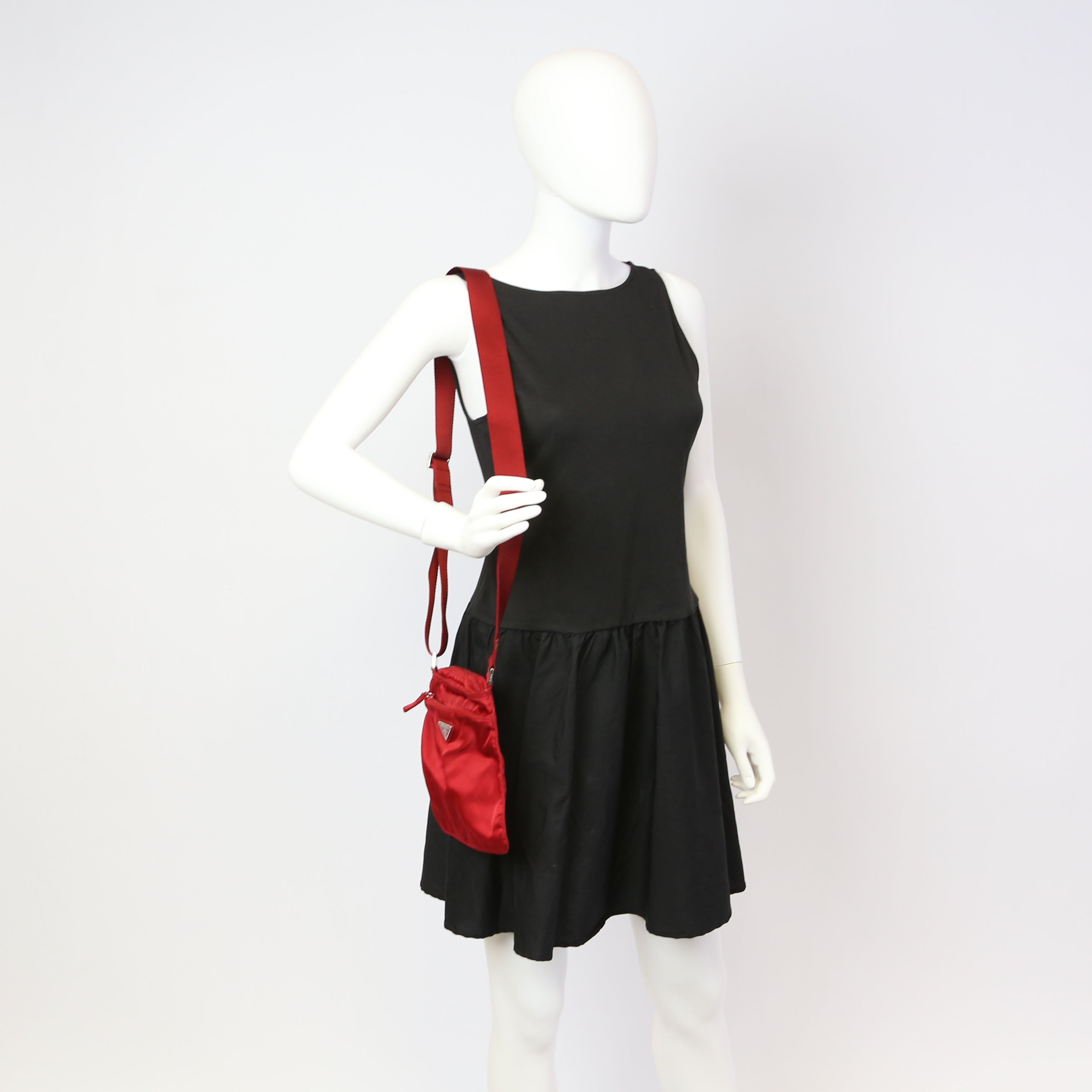 Tessuto Nylon Mini Crossbody Red