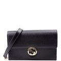 615523 Interlocking GG Wallet On Chain Calfskin Black