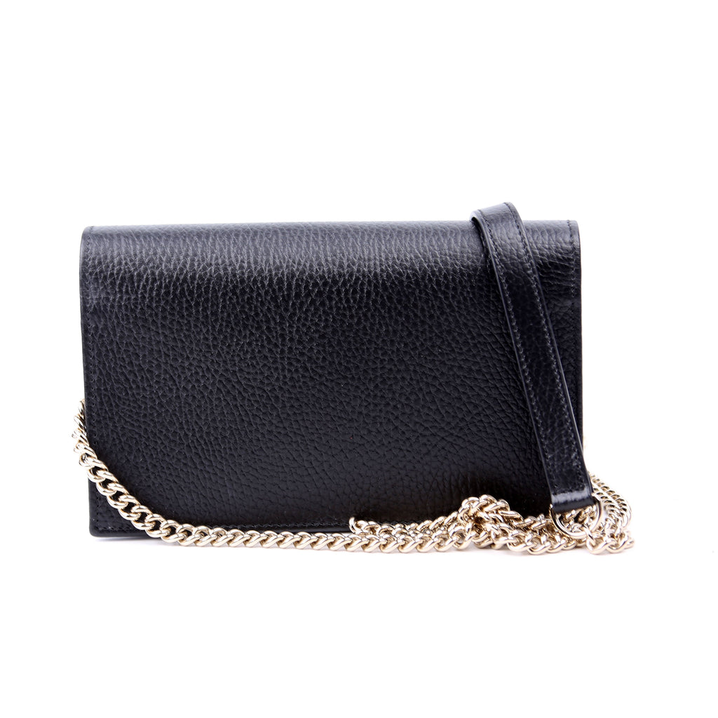 615523 Interlocking GG Wallet On Chain Calfskin Black