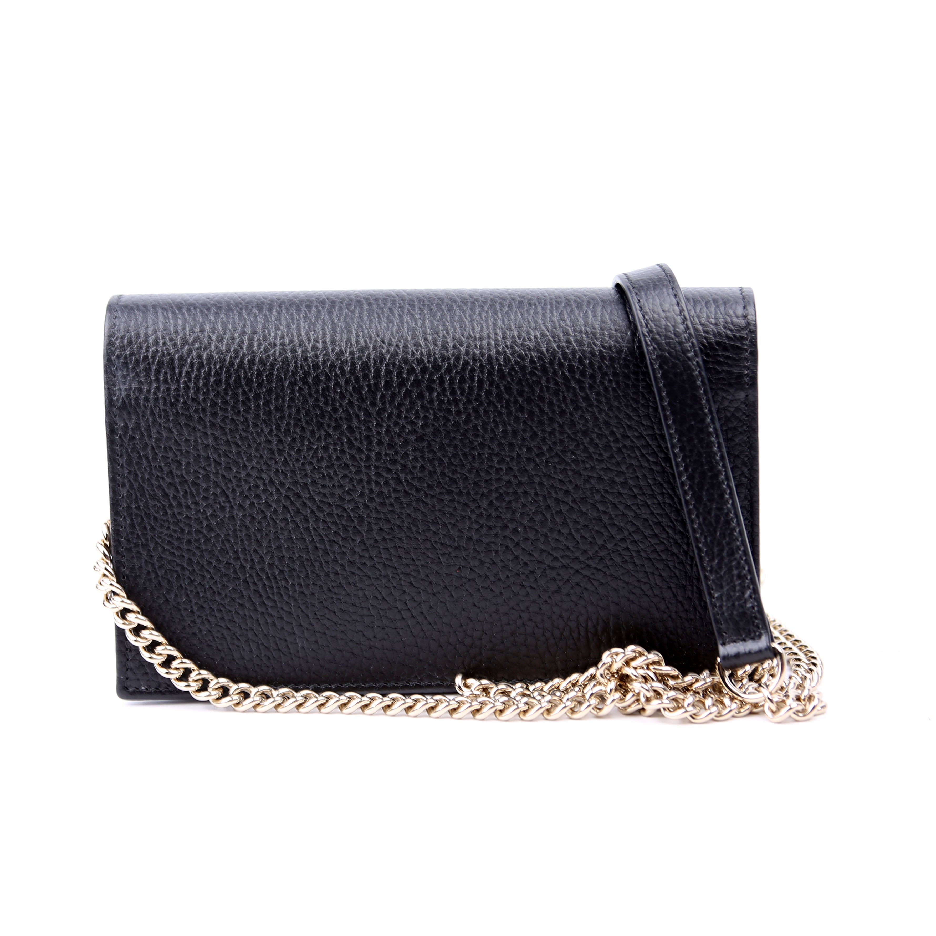 615523 Interlocking GG Wallet On Chain Calfskin Black